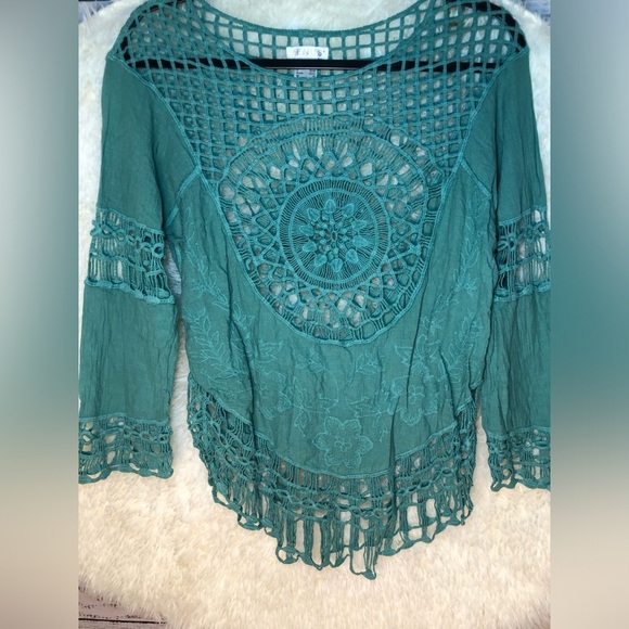 VENUS Teal Asymmetrical Crochet Coverup NWOT XS - Picture 4 of 10